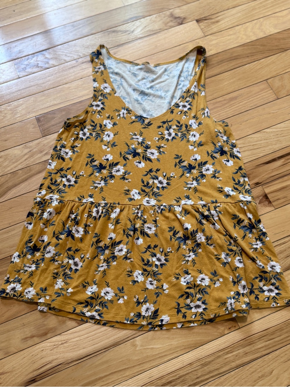 American Eagle Outfitters Mustard Floral Peplum Tank Top size Small